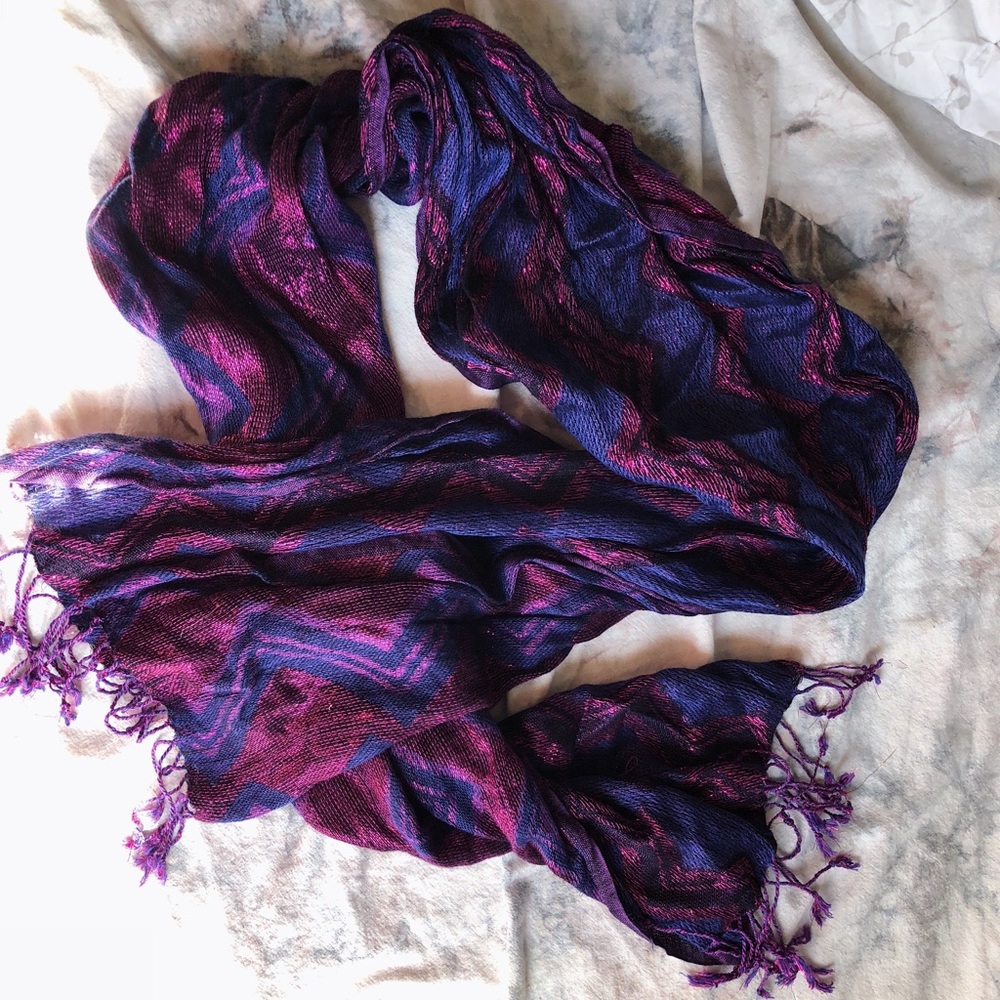 Chevron Scarf, Boho, Glam, Hippie, Pink, Purple